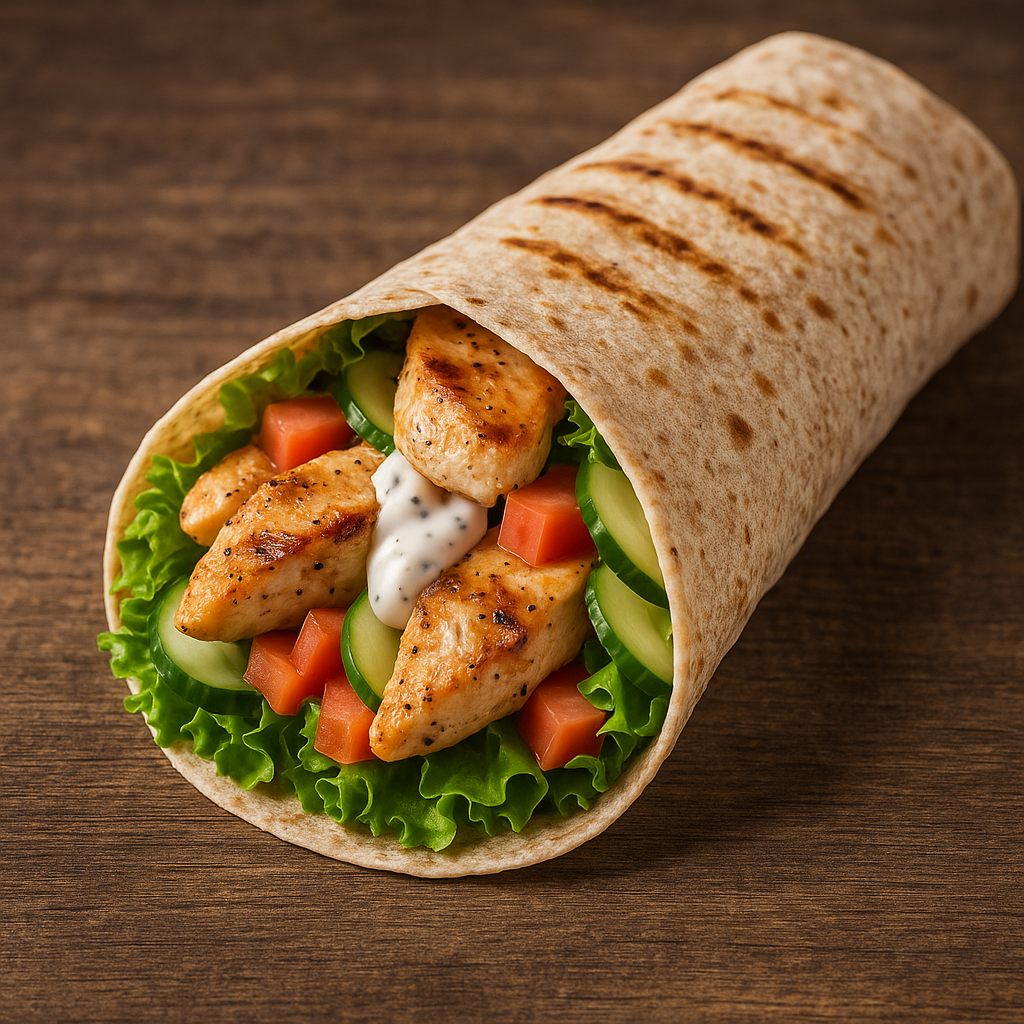 Magas fehérjetartalmú csirkés wrap